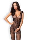 Obsessive Spitzen-Bodystocking Ouvert – Schwarz