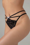 Christine – Spitzen-String mit offenem Schritt – Schwarz