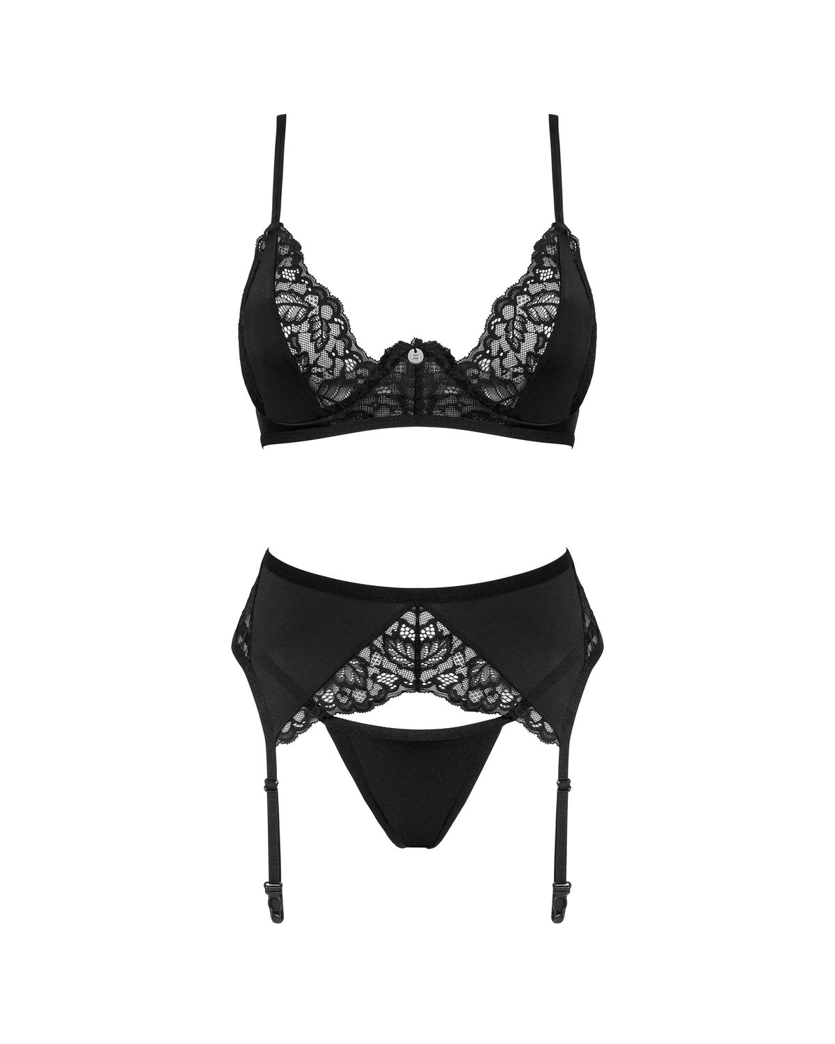 Obsessive Bellastia 3-teiliges BH-Set – Schwarz – weitere Ansicht