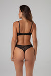 Christine – Marzia Spitzen-String mit offenem Schritt – Schwarz