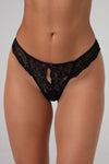 Christine – Marzia Spitzen-String mit offenem Schritt – Schwarz