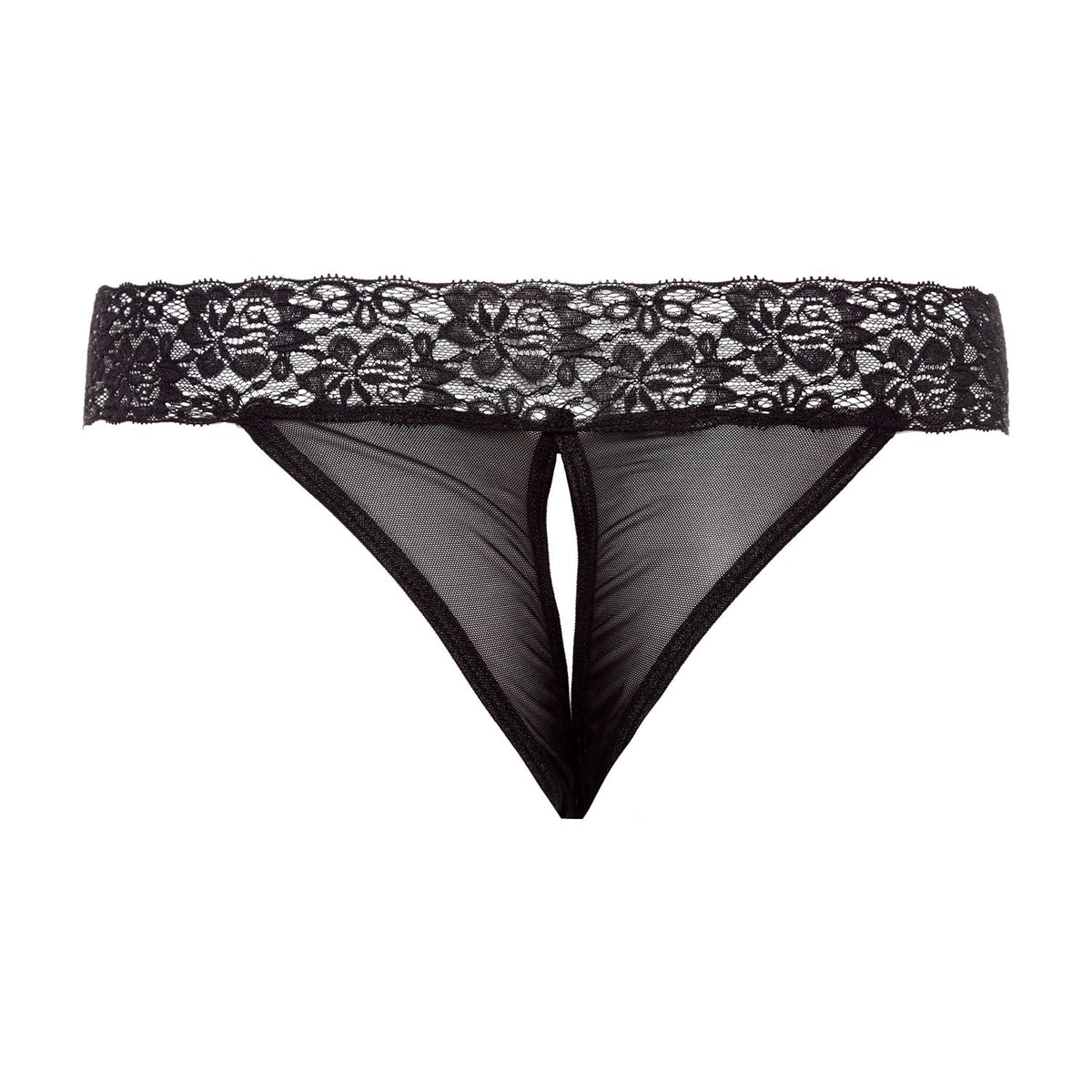 Christine – String mit offenem Schritt – Schwarz