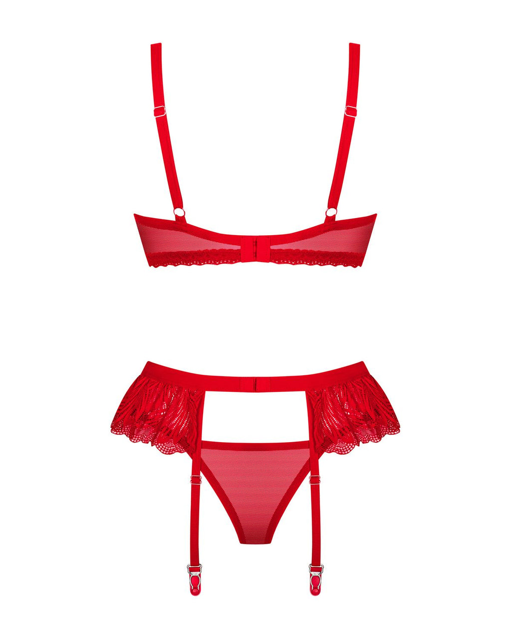 Obsessive Chilisa 3-teiliges Dessous-Set – Rot – weitere Ansicht