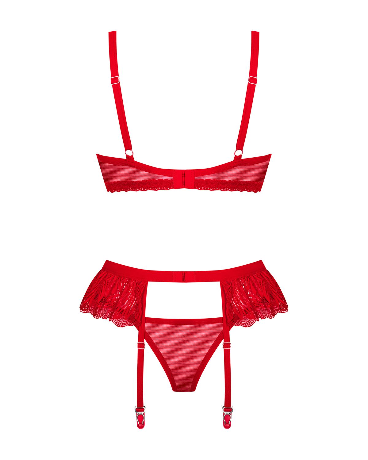 Obsessive Chilisa 3-teiliges Dessous-Set – Rot – weitere Ansicht