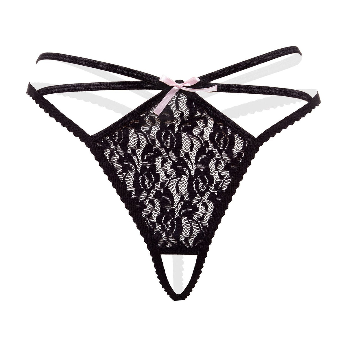 Christine – Spitzen-String mit offenem Schritt – Schwarz