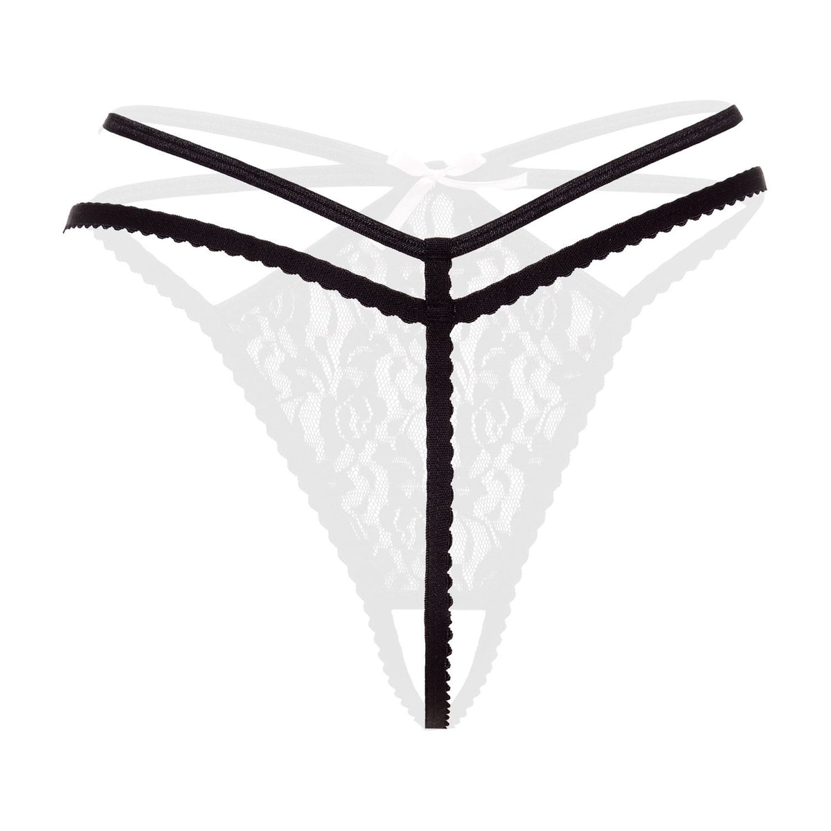 Christine – Spitzen-String mit offenem Schritt – Schwarz