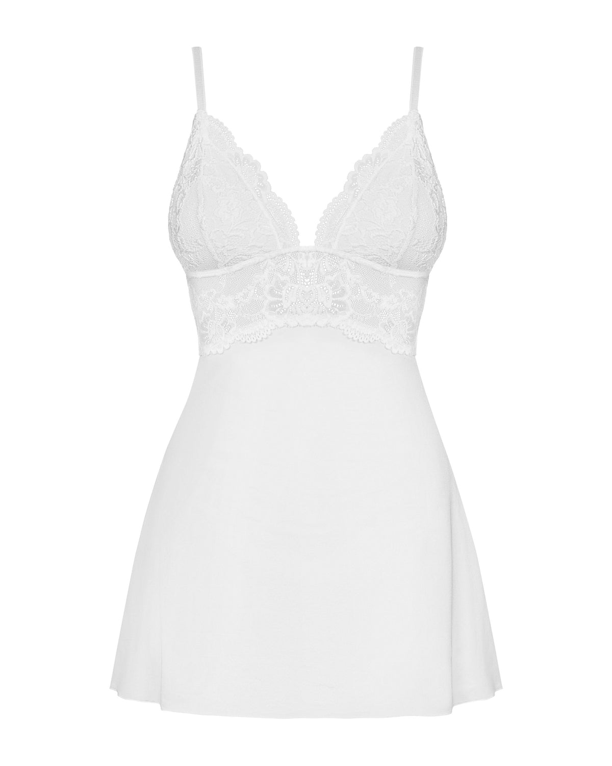 Obsessive – Spitzen-Babydoll-Set – Weiß