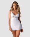 Obsessive – Spitzen-Babydoll-Set – Weiß