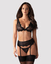 Obsessive – Emperita 3-teiliges Strumpfhalter-Set – Schwarz