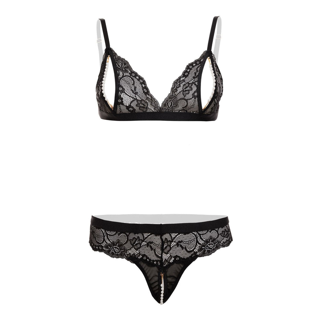 Christine – Mea Perlen- & Spitzen-BH-Set – Schwarz