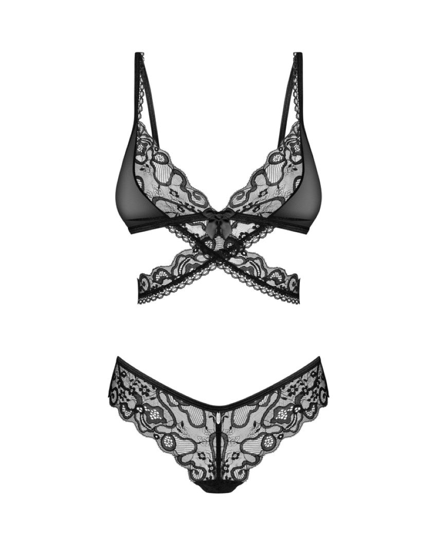 Obsessive Blomentis 2-teiliges BH-Set – Schwarz – Originalansicht 2