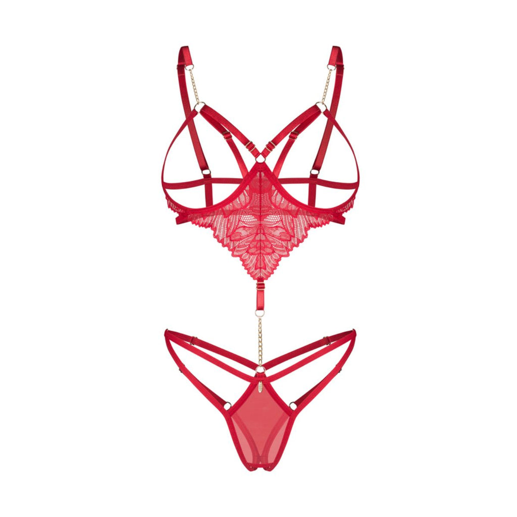 Obsessive Matildea Ouvert-Body – Rot – Originalbild 3