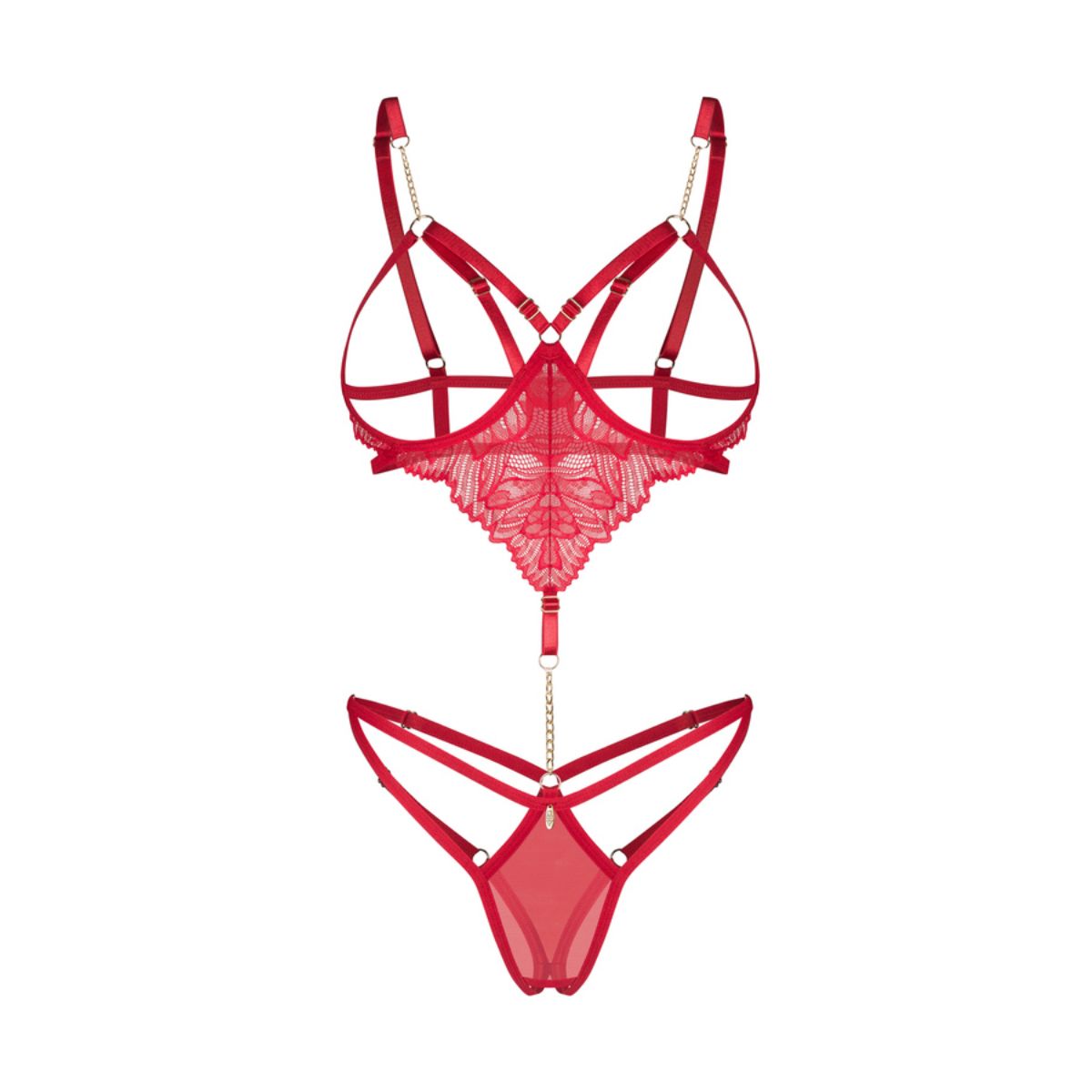 Obsessive Matildea Ouvert-Body – Rot – Originalbild 3