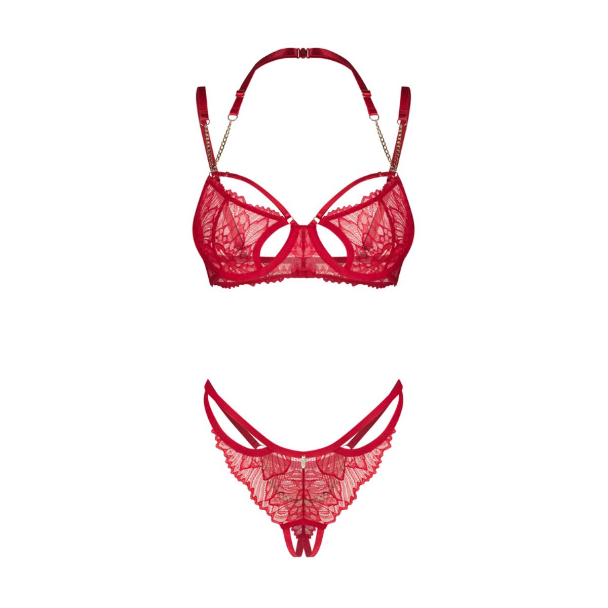 Obsessive Matildea 2-teiliges Ouvert-Set – Rot