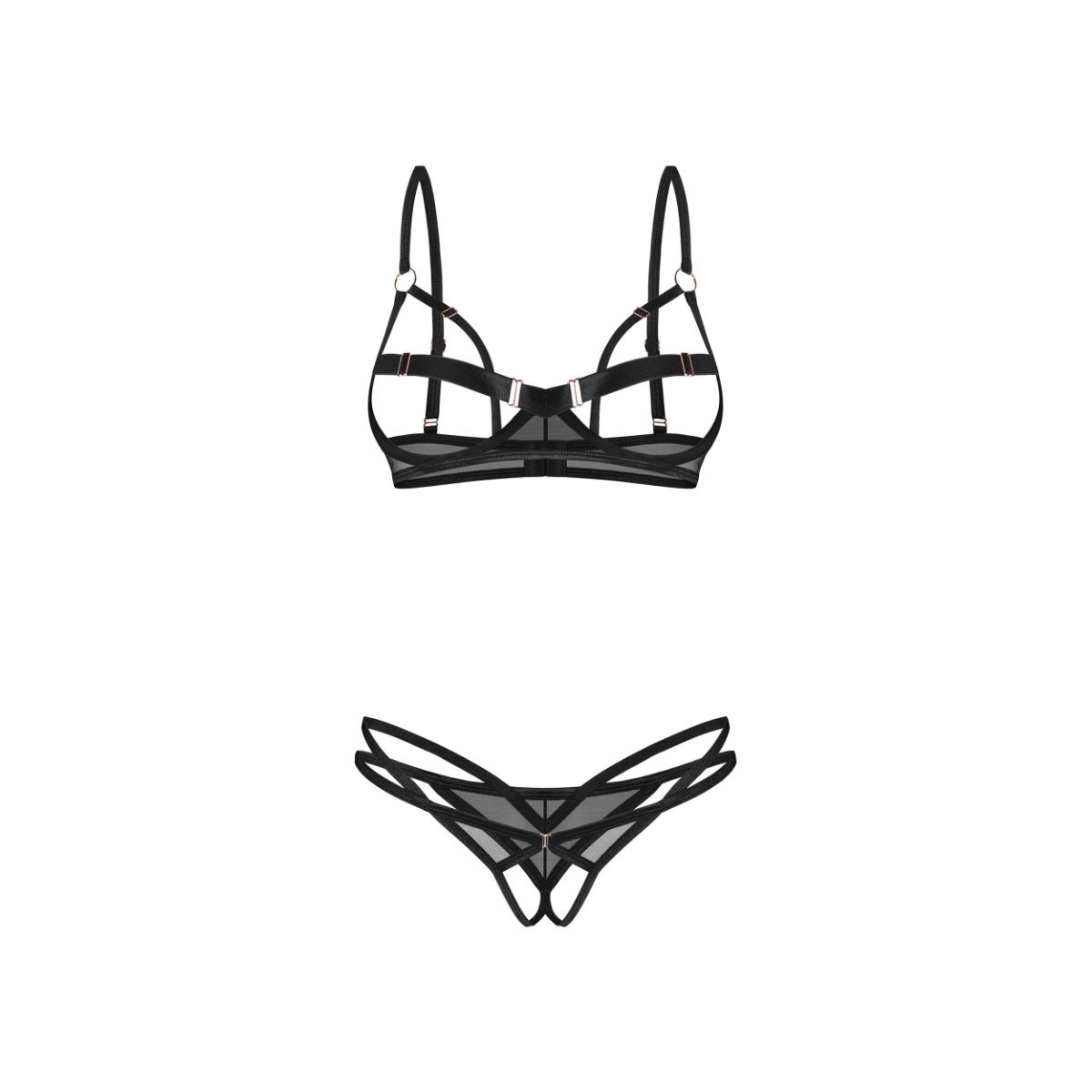 Obsessive Euridia 2-teiliges Ouvert-Set – Schwarz – Originalansicht 3