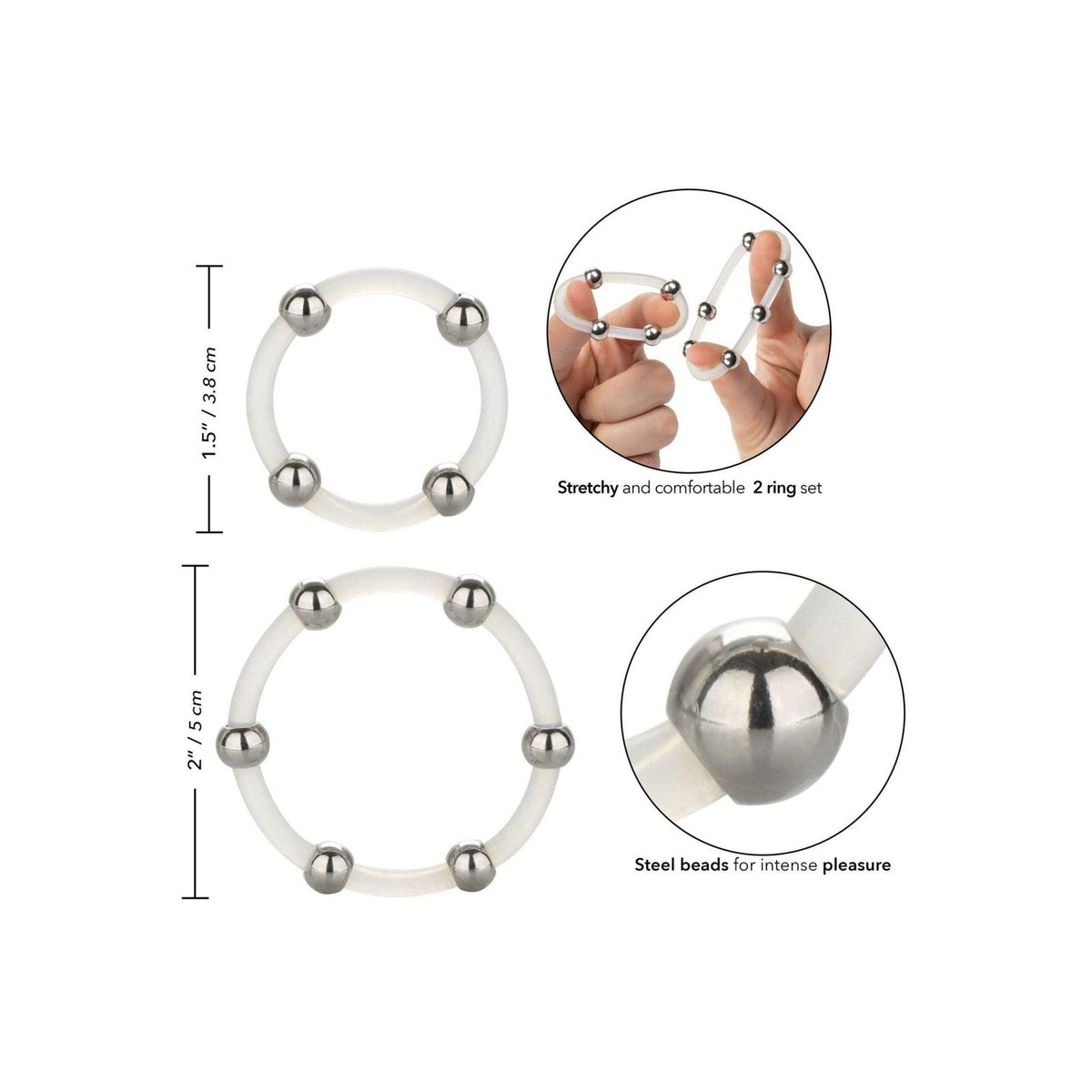 CalExotics Steel Beaded Silicone Ring Set – Detailansicht 3