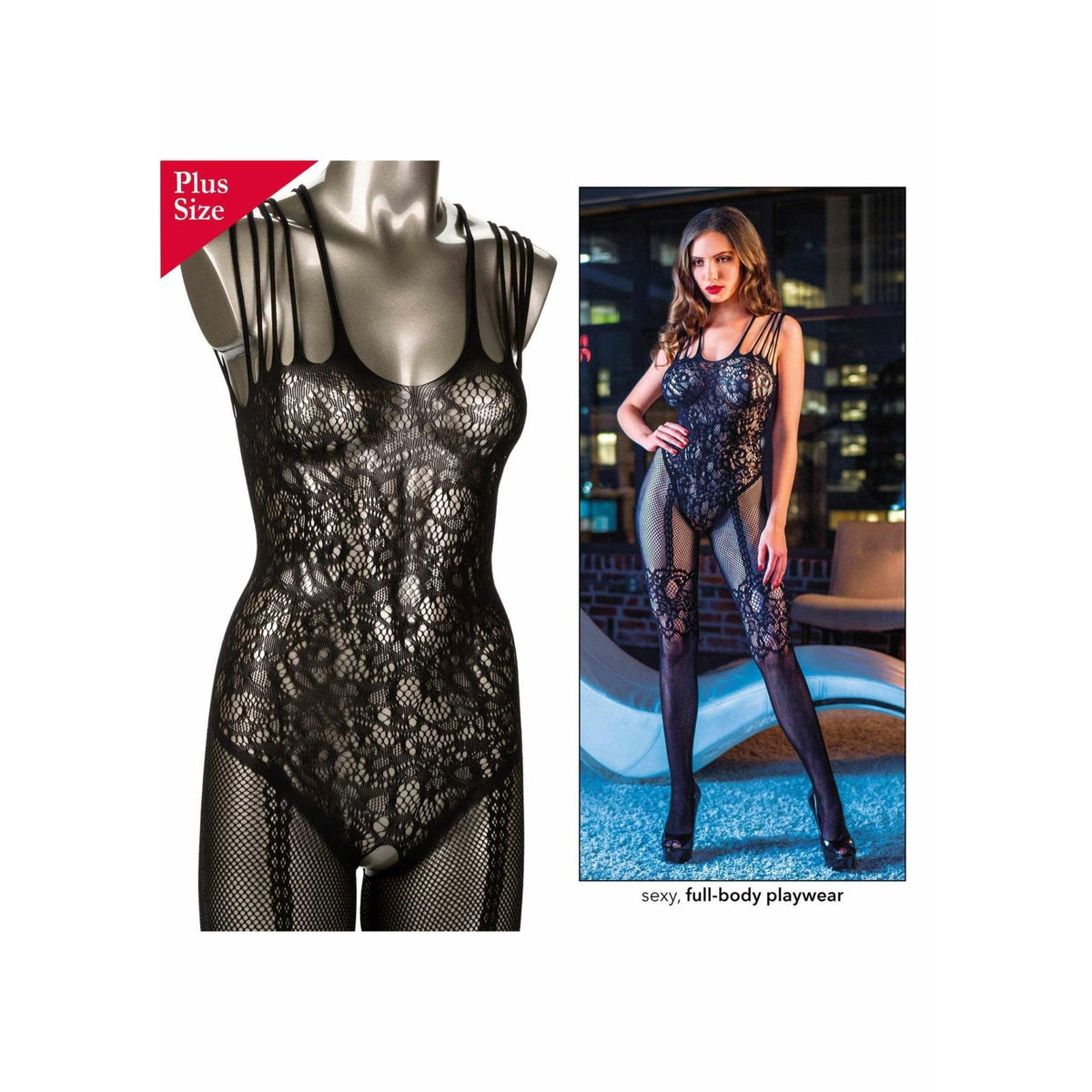 CalExotics - Strappy Lace Body Suit Plus Size – Produktbild