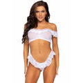 Leg Avenue - Lace Ruffle Crop Top and Panty White – Produktbild