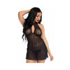 Leg Avenue - Lace Trimmed Halter Babydoll - Mr. und Mrs. Love