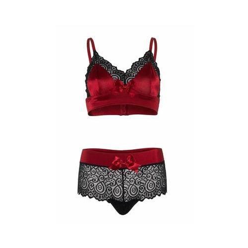 Leg Avenue - Satin spandex bralette, string - Mr. und Mrs. Love