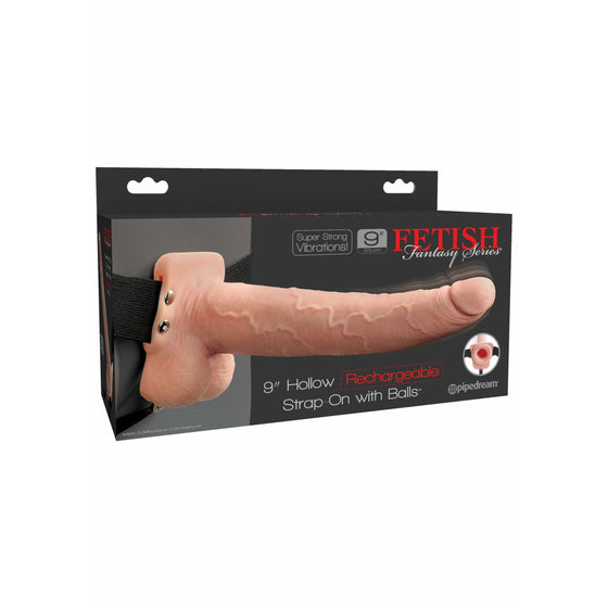 Pipedream - 9 Inch Hollow Recharge Strap On with Balls - Mr. und Mrs. Love