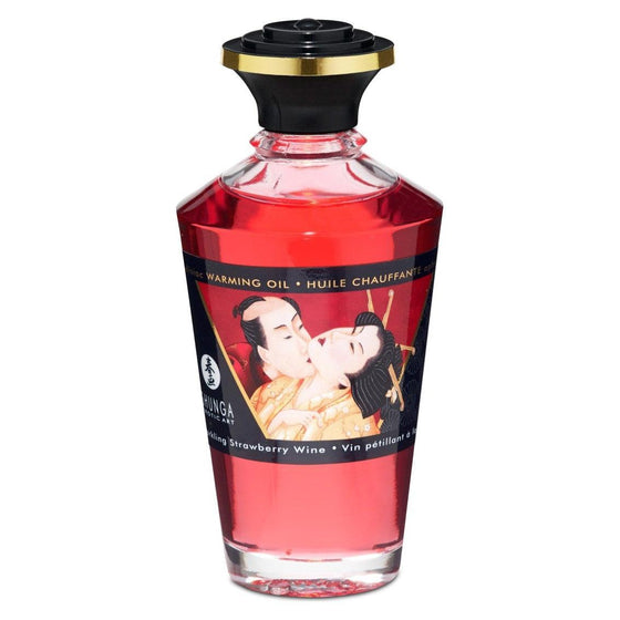 Shunga Aphrodisiac Warming Oil 100ml Strawberry - Mr. und Mrs. Love