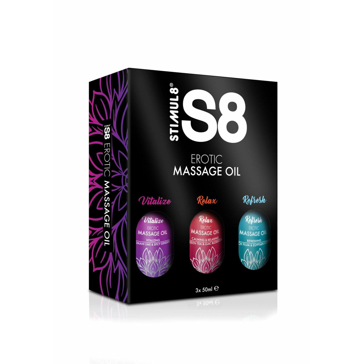 Stimul8 S8 Massage Oil Box 3x 50ml – Produktbild