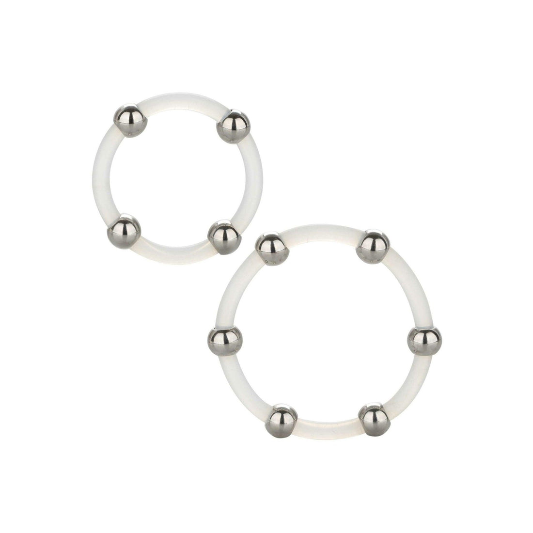  CalExotics - Steel Beaded Silicone Ring Set - Mr. und Mrs. Love