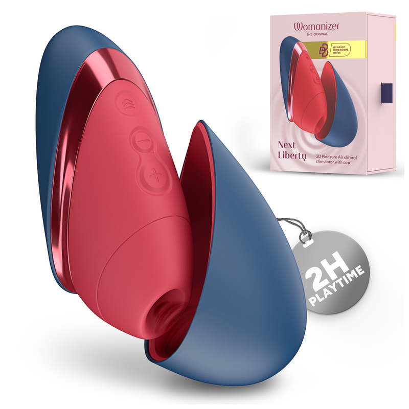 Womanizer NEXT Liberty 3D – Blau/Rot, Produktansicht