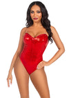 Leg Avenue Sequin Boned Bodysuit – Pailletten-Body mit Stäbchen