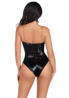 Leg Avenue Sequin Boned Bodysuit – Pailletten-Body mit Stäbchen