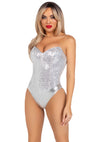 Leg Avenue Sequin Boned Bodysuit – Pailletten-Body mit Stäbchen