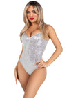 Leg Avenue Sequin Boned Bodysuit – Pailletten-Body mit Stäbchen